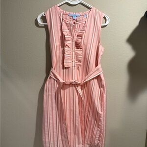 Warm Pink Striped Sleeveless Cotton Midi Dress - Draper James XS